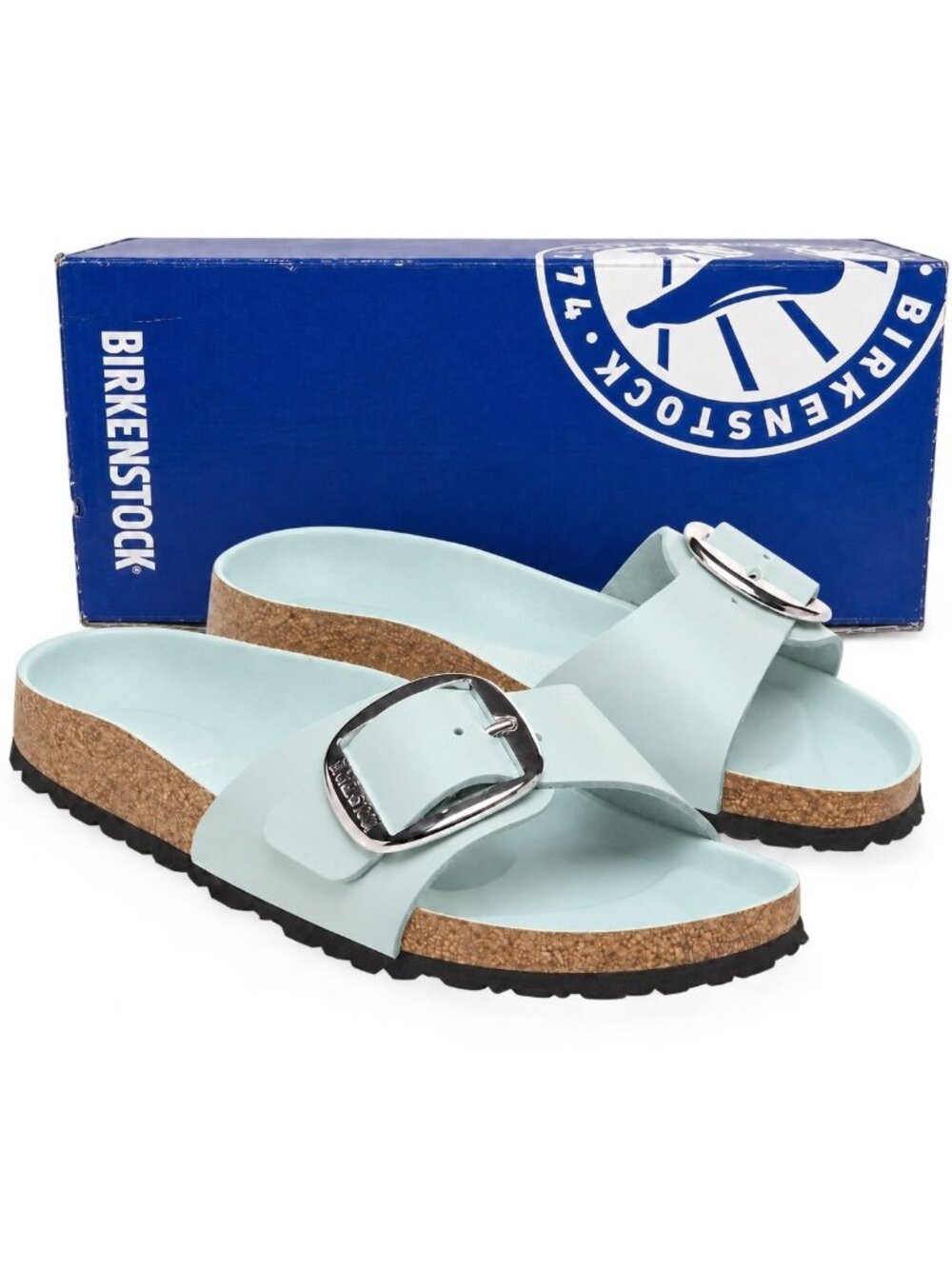 Birkenstock Madrid Big Buckle Surf Green Patent Leather Sandal Slide EU 37 US 6
